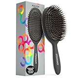 FRAMAR Wildschweinborsten Bürste Damen - Haarbürste Wildschweinborsten Damen, Naturhaarbürste Damen, Sleek Bürste Haare, Haarbürste Naturborsten, Boar Bristle Brush, Haarbürsten, Hair Brush – Schwarz