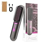 Anluomania Glättbürste Kabellos, Haarglätter Bürste 5200mAh, Tragbare Glättungsbürste, Verbrühungsschutz Glättungskamm, Mini Glätteisen Wiederaufladbare, Haarglätterbürste für Haarstyling 160°C-200°C