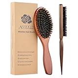 Wildschweinborsten Bürste, AISEELY 2 Stücke Sleek Bun Bürste Haarbürste aus Holz, Hair Brush Boar Bristle Hair Brush, Schweifkamm Professioneller, Reduziert Haarbruch und Frizz